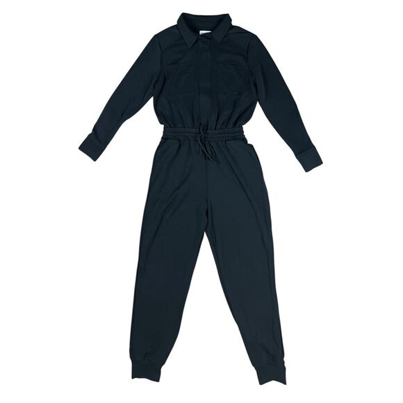 Evereve Myra Long Sleeve Black Jogger Jumpsuit Zip-Up Drawstring Size Small - Picture 4 of 9